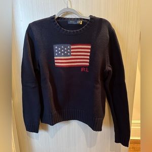 NWOT Polo Ralph Lauren Women’s Long Sleeve USA Flag Sweater XL